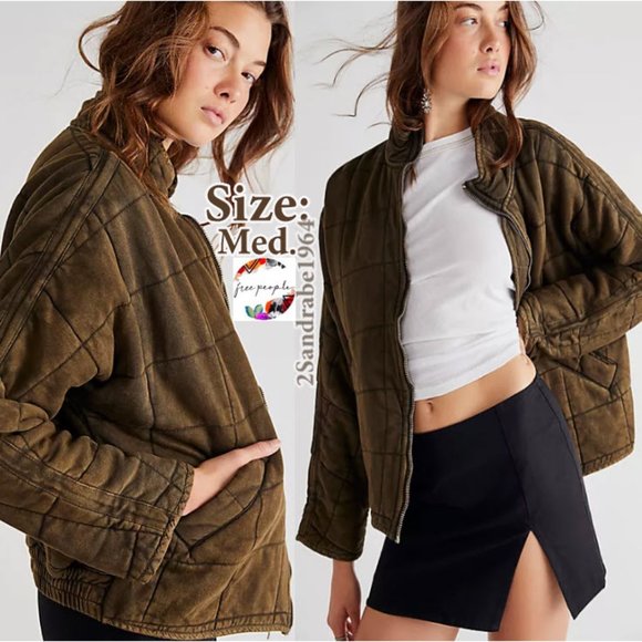 NWT - Free People Dolman Quilted Knit Jacket - Size: M, Color: Dusted Military - Picture 2 of 16